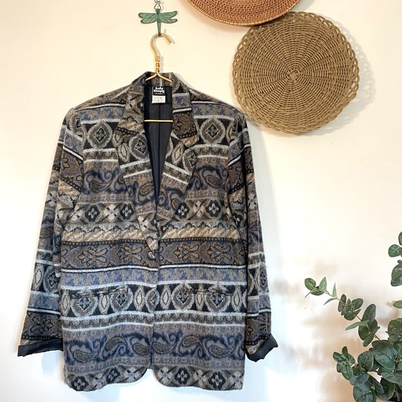judy knapp Jackets & Blazers - Vintage Judy Knapp Patterned Boho Blazer
